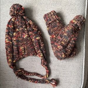 Fossil Multicolor Knit Hat and Mittens Set
